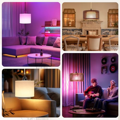ZSLAIFU Plug in Pendant Light, Hanging Light with Bulb and Remote, Hanging Lamp Plug in for Bedroom, Living Room, Kitchen, Farmhouse Decor - color: Brown - White Shade