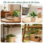 6 Pack Seagrass Planter Basket for Indoor Plants, 7 Inch Woven Plant Pot Cover with Leak-Proof Liner, Rustic Boho Flower Container for Home Decor, Organizing, and Concealing Nursery Pots