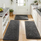 Ophanie Small Rug Washable Non Slip Throw Bedside Area Rugs, Fluffy Soft Mini Bedroom Carpet, 1.5x2.5，1.5x4 and 1.5x5 Rug Set, 3 Piece Grey with Over 99 pcs Pile fibers - color: 1- Grey, size: 1.5' x 2.5' + 1.5' x 4' + 1.5' x 5' (Rectangular)