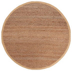 SAFAVIEH Natural Fiber Collection 5' Round Natural NF731A Handmade Farmhouse Fringe Premium Jute Area Rug - size: 5' (Round)