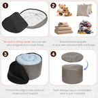 Unstuffed Ottoman Pouf Cover 20 X 15 Inch, Round Pu Leather Foot Stool, Floor Bean Bag(No Filler), Foot Rest with Storage for Living Room/Bedroom/Office, Gray - color: Grey