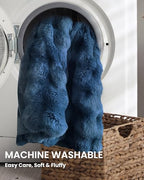 Ultra Soft Cozy Faux Fur Throw Blanket, Fuzzy Plush Thick Bubble Blanket, Oversize Luxury Fluffy Blanket for Couch, Sofa, Bedroom, and Living Room,50x60 Inches,Blue - color: Blue, size: Throw