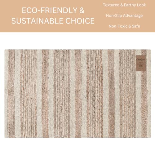 Area Rug Farmhouse 2x3 Feet - Hand Woven Jute Cotton Rug Bohemian Rustic Vintage - Non Slip Floor Rug for Bedroom Living Room Kitchen Dorm Entryway Hallway - Area Rug Natural - color: Natural, size: 2'x3'