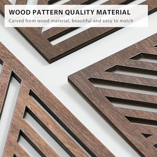 VIYYIEA Boho Solid Wood Carved Wall Art Set of 3, Geometric Minimalist Wooden Home Decor Panels, Handcrafted Solid Wood Wall Hanging for Living Room Bedroom Hallway, 16 x 8 Inch Each (Sunset Brown) - color: Sunset