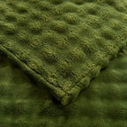 YUSOKI 3D Fleece Bubble Throw Blanket | 380GSM Ultra Soft Fluffy Plush | Non-Shedding Lightweight Cozy Blanket for Couch Sofa Bed | All Season(Olive Green,50 * 60inches) - color: Olive Green, size: Throw(50" x60")