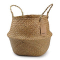 DOKOT Seagrass Plant Basket with Handles, Wicker Woven Storage Basket, 9.5inch Diameter x 11inch Height - size: L(9.5" D x 11" H)