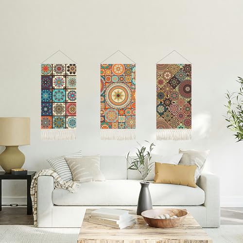 capasin Mandala Boho Macrame Wall Hanging Tapestry For Bedroom Tapestries Vertical Art Fabric Decor Door Living Room Bohemian (Style A, 17.5 * 43) - style: Style A