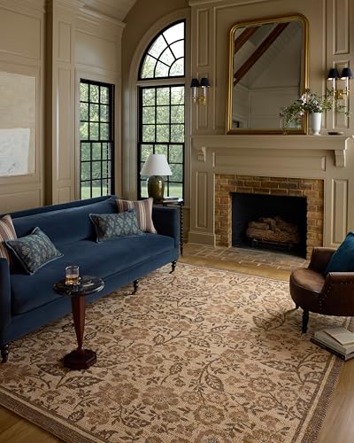 Loloi Chris Loves Julia Rue Collection RUE-03 Bark/Mocha 3'-6" x 5'-6" Accent Rug Jute Neutral Floral Living Room Bedroom Rug - color: Bark / Mocha, size: 3'6" x 5'6" (Rectangular)
