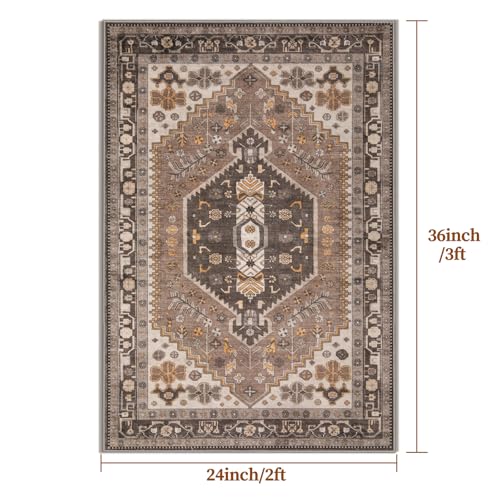 Ciicool Small Area Rug, 2x3ft Red Boho Rug, Ultra Soft Entry Rugs for Entryway, Non-Slip Washable Rugs Oriental Low-Pile Indoor Mat Floor Carpet for Entrance Bedroom Kitchen Bathroom Foyer Decor - color: Hazel, size: 2' X 3' (Rectangular)