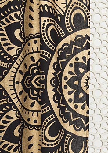 Popular Handicrafts Indian Hippie Bohemian Beautiful Ombre Color Mandala Curtain Panels Black Gold - color: Black Gold, size: 38"W x 83"L (Pack of 2)