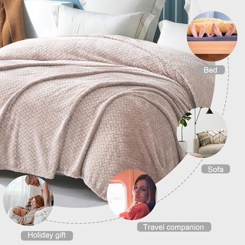 Exclusivo Mezcla Fleece Twin Size Blanket for Bed, 60x80 Inches Soft Cozy Jacquard Flannel Blankets, Lightweight Fuzzy Plush for Women, Camel - color: Camel, size: Twin ( 60x80 IN )