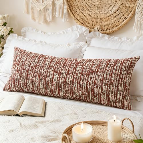 Artscope Lumbar Throw Pillow Cover 14x36 Super Thick Body Pillow Cover Decorative Boucle Textured Morden Neutral Accent Italian Style Pillowcase for Bedroom Living Room Couch Sofa Home Décor-Rust - color: Rust, size: 36" x 14" (Pack of 1)
