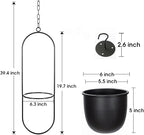 Shineloha 2 Pack Hanging Planters for Indoor Plants with 5.5" Pot + Ceiling Hook | Black Hanging Planter, Metal Plant Hanger, NO Plant incld