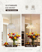 Modern Pendant Light Fixtures, HWH Pendant Lights for Island Dining Room Hallway, Bedroom, Gold Hanging Lighting with Clear Floral Glass, Brushed Gold Finish, 5HJX110MIL BG - color: Gold
