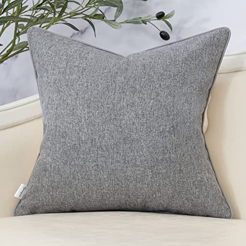 Yangest Patchwork Pillow Cover 18x18 Inch Luxury Cotton and Linen Cushion Cover Square Pillowcover for Couch Bedroom Living Room, Gray - color: Grey, size: 18" x 18" (Pack of 1)