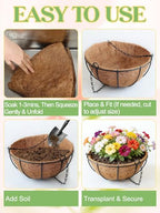4Pcs 16inch Coconut Liners for Hanging Baskets Planters - Made of 100% Natural Coco Coir Fiber, Thick Breathable Round Liner for Outdoor Porch Garden Flower - size: 16in