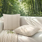 a moment 2 Pack Bamboo Fiber Pillow Covers - Waffle Weave, Ultra Soft & Breathable, Skin-Friendly Cotton Throw Pillow for Couch, Sofa, Bedroom Living Room 12x20 Inch Beige - color: Beige, size: 20" x 12" (Pack of 2)