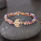 Women Boho Wrap Bracelet,Handmade Natural Stone Crystal Emperor Beads Heart Bracelet, Fashion Bohemian Jewelry Gift for Women - color: Purple Emperor #2