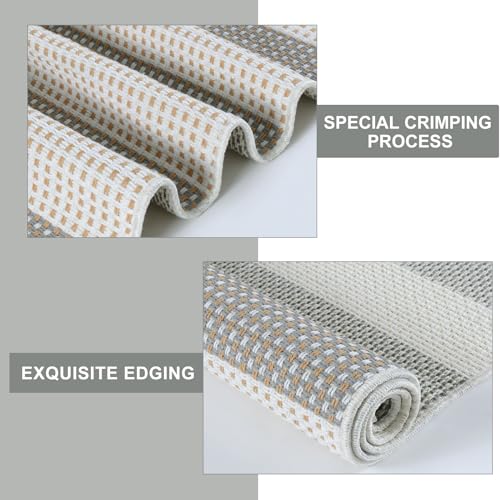 Grey and White Striped Rug-3x5 Front Door Mat Outdoor,Washable Reversible Porch Rug Cotton Hand-Woven Spring Doormat, Foldable Layered Door Mats for Entryway/Farmhouse - color: Grey, size: 3'x5'