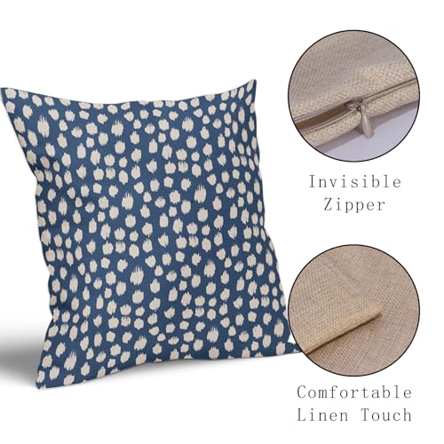 Sweetshow Blue Cream Dots Pillow Covers 16x16 Set of 2 Boho Design Polka Dot Throw Pillows Modern Trendy Print Outdoor Decorative Pillowcase Square Linen Cushion Cases Decor for Sofa Couch Bed - color: Blue Cream Dots, size: 16" x 16" (Pack of 2)