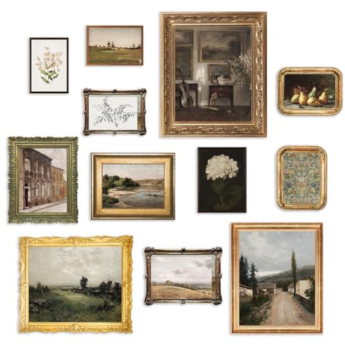 KBKBART Vintage Wall Art Prints, French Country Wall Decor Countryside Landscape Antique Canvas Painting, Vintage Botanical Art Prints, Rustic Farmhouse Decor Wall Art for Bathroom, Bedroom Gallery-UNFRAMED - color: Vintage decor