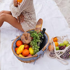 Large Wicker Picnic Basket with Handles,Handle Sturdy Woven Body with Removable and Washable Lining,Outdoor Camping,Gift Packing,Garden Picking, Storage.Blue - color: Blue