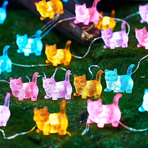 Cat String Lights Kawaii Deco Kitty Fairy Decorative Lights 10ft 30LED Battery Operated Novelty Lighting for Outdoor Wedding Camping Tent Baby Shower Bedroom Birthday Party - style: Battery Powered