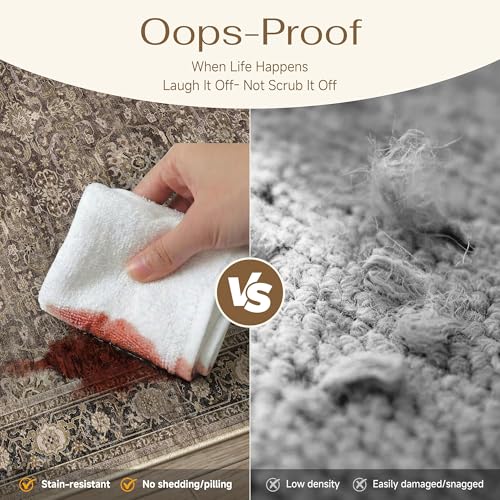 HUGEAR Brown Washable 3x8 Runner Rugs for Hallway Entryway Vintage Distressed Neutral Rug Carpet Durable Soft Non Slip & Shedding Stain Resistant Low Pile Indoor Home Decor - color: Retro | Brown, size: 3' x 8' (Runner)
