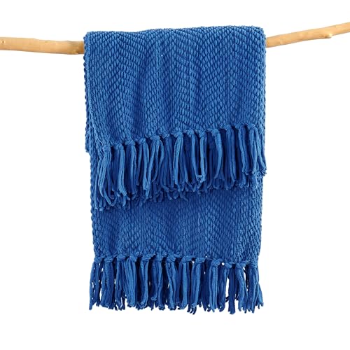 Home Soft Things Blue Throw Blanket Knitted Tweed Throw 50'' x 60'', Snorkel Blue, Super Soft Cozy Warm Comfortable Breathable Throw for Living Room Chair Couch Bed Sofa Bedroom Home Décor - color: Snorkel Blue, size: 50 in x 60 in