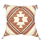 Alysheer Boho Tufted Decorative Throw Pillow Cover with Tassels Fringe 18''x18'', Cotton Velvet Reversible Woven Bohemian Style Cushion Case for Sofa Couch Living Room Gifts (Burnt Orange)