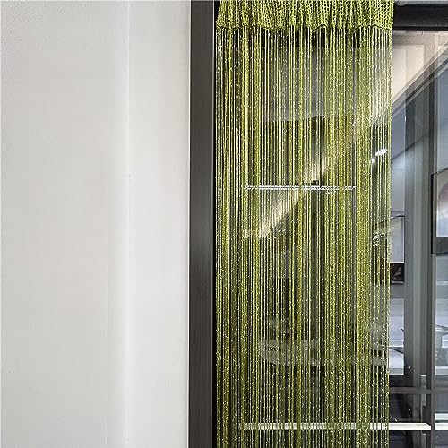 ave split Decorative Door String Curtain Wall Panel Fringe Window Room Divider Blind Divider Tassel Screen Home 100cm*200cm (Grass green18) - color: Grass Green18