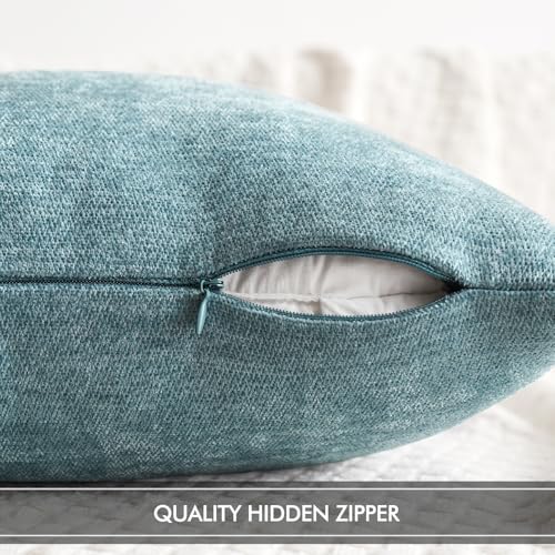 MIULEE Pack of 2 Blue Gray Decorative Pillow Covers 18x18 Inch Soft Chenille Couch Spring Throw Pillows Farmhouse Cushion Covers for Home Decor Sofa Bedroom Living Room - color: Blue Gray, size: 18" x 18" (Pack of 2)