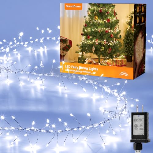 Flowing Fairy Lights Plug in with 14 Modes, 10FT 388LED Twinkle String Lights Indoor, Christmas Tree Lights Indoor Waterproof for Bedroom Christmas Home Room Decor, Cool White - color: Cool White, size: Flowing - 1pc