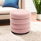 Flouki 20.1" Storage Ottoman Round, Vanity Stools for Bedroom, Sherpa Pouf Ottoman with Removable Lid, Modern Ottoman Stool for Girls Women, Foot Stool for Living Room, Pink