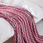 BOURINA Fluffy Chenille Knitted Fringe Throw Blanket Lightweight Soft Cozy for Bed Sofa Chair Throw Blankets Rose Wine 50" x 60" - color: A-rose Wind, size: 50"×60"