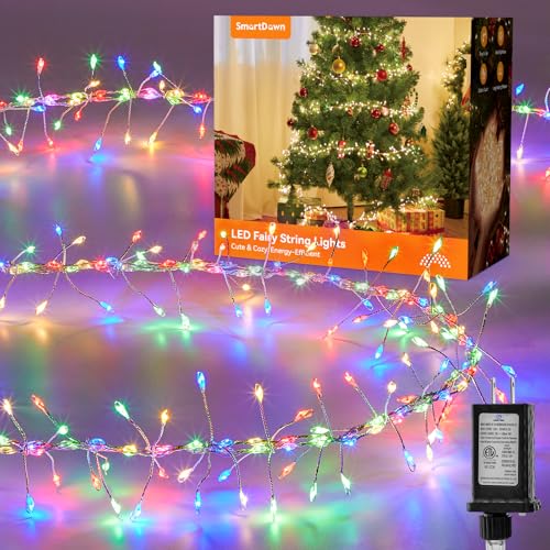 Flowing Fairy Lights Plug in with 14 Modes, 10FT 388LED Twinkle String Lights Indoor, Christmas Tree Lights Indoor Waterproof for Bedroom Christmas Home Room Decor, Multicolor - color: Multicolor, size: Flowing - 1pc
