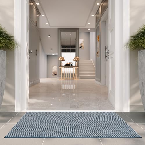SAFAVIEH Outdoor Accent Rug 2'x3'7" - Courtyard Collection - Coastal Design, Navy & Grey, Durable & Easy Cleaning, Ideal for Patio, Entryway, Mudroom, Backyard (CY8022-36821) - color: Navy/Grey, size: 2' x 3'7" (Rectangular)