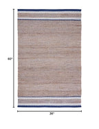 SAFAVIEH Natural Fiber Collection Accent Rug - 3' x 5', Natural & Navy, Handmade Farmhouse Boho Coastal Rustic Jute, Ideal for High Traffic Areas in Entryway, Living Room, Bedroom (NF874N) - color: Natural/Navy, size: 3' x 5' (Rectangular)
