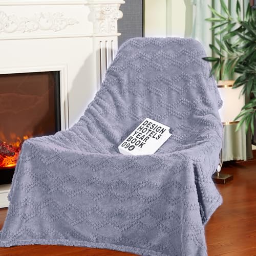 Jacquard Boho Fleece Throw Blanket-Cozy Fluffy Soft Lightweight Fuzzy Fall Blanket for Sofa, Couch, Bed, Chair & Car, Gifts for Teen Girls, Women & Men, Home and Dorm Decor, Gray, 50" x 70" - color: D1-light Gray