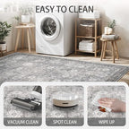 6x6 Square Area Rug, Soft Non Slip Low Pile Washable Rug, Boho Modern Area Rug for Bedroom, Laundry Room, Distressed Grey - color: Distressed Grey, size: 6x6 (Square)