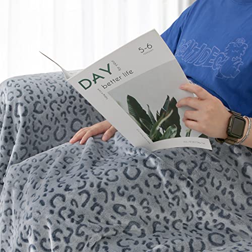 MACEVIA Flannel Fleece Cheetah Print Blanket, Leopard Throw Blanket for Women, Soft Animal Print Blankets Cozy Comfy for Bed Sofa Couch 260GSM, Suitable for All Seasons (Navy Leopard,50x60inches) - color: 3d Navy Leopard Print, size: Flannel Fleece (50x60