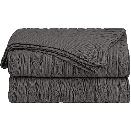 uxcell Cotton Cable Knit Throw Blanket Soft Throw Couch Covers Decors Knitted Blankets for Sofa Bed, Dark Grey Throw(47" x 70") - color: Dark Grey, size: Throw (47" *78")