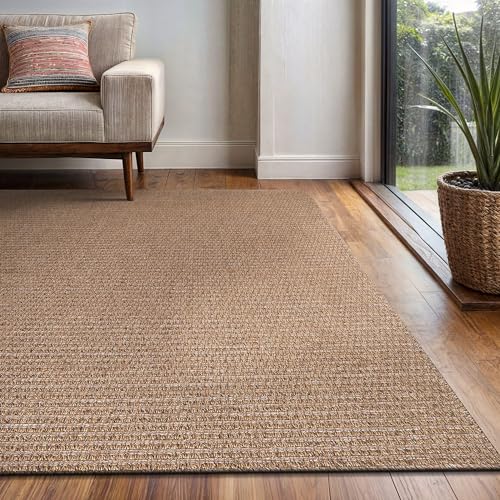Easy Jute Rug 6x9 Indoor Outdoor Natural Rugs Solid Fiber Rug Woven Area Rug Boho Easy Clean Inside Carpet for Living Room Bedroom Dining Room Hallway or Outdoor Patio Porch (6 X 9 Natural) - color: Natural/Beige, size: 6' x 9' (Rectangular)