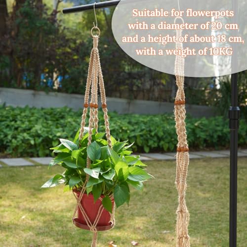 2Pcs Macrame Plant Hangers for Indoor Outdoor, Hanging Net Plant Basket with Wood Bead, Decorative Flower Pot Holders with 2Pcs S Hooks for Boho Home Decor, Random Color, 1100x20-33x20-33mm - color: Random Color