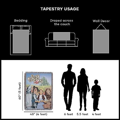 NORTHWEST Warner Brothers Wizard of Oz, 'Group' Woven Tapestry Throw Blanket, 48" x 60", Multi Color