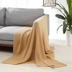 Amazon Basics Chunky Cable Knit Throw Blanket for Couch, Sofa, Bed, Lightweight Soft Cozy, 50" x 60", Sand - color: Sand, style: Knitted