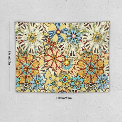 KANEPE Bohemian Tapestry Vintage Colorful Flowers Pattern Wall Hanging Tapestries Home Decor for Living Room Bedroom Apartments Farmhouse Dorm,40inx30in (102×76cm)【Small】 - color: Boho-14, size: 40Wx30L
