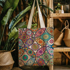 Boho Style Canvas Bag for Women Boho Fashion Tote Bag for Bohemian Lover - color: Mandala Bag