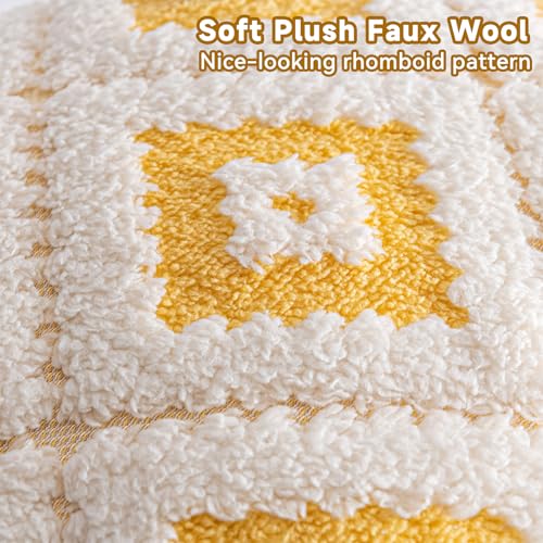 AmHoo Pack of 2 Decorative Throw Pillow Covers Rhomboid Luxury Super Soft Plush Set Case Cushion for Couch Sofa Bedroom 18 x 18-Inch Yellow - color: Yellow, size: 18" x 18" (Pack of 2)