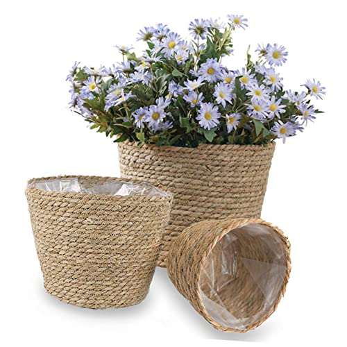 BESPORTBLE Planter Straw Woven Basket Plant Vase Liner for Home Decor Centerpiece